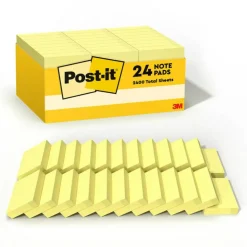 Post-it Notes, 1 3/8 in x 1 7/8 in, 24 Pads, 100 Sheets/Pad, Clean Removal, Back to School Supplies for Students, Canary Yellow