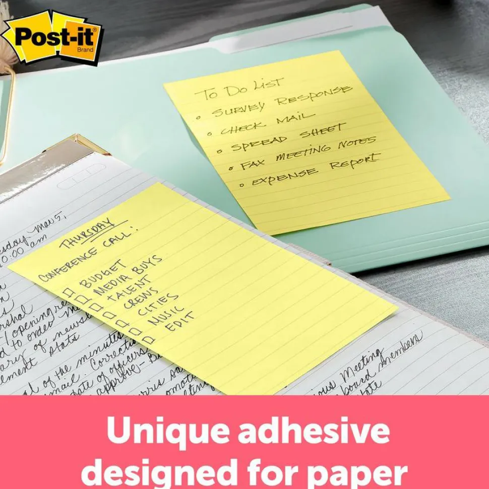 Post-it Notes, 4 x 6 in, 12 Lined Sticky Note Pads, 100 Sheets/Pad, School Supplies and Office Products, The Iconic Canary Yellow Note