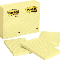 Post-it Notes, 4 x 6 in, 12 Lined Sticky Note Pads, 100 Sheets/Pad, School Supplies and Office Products, The Iconic Canary Yellow Note