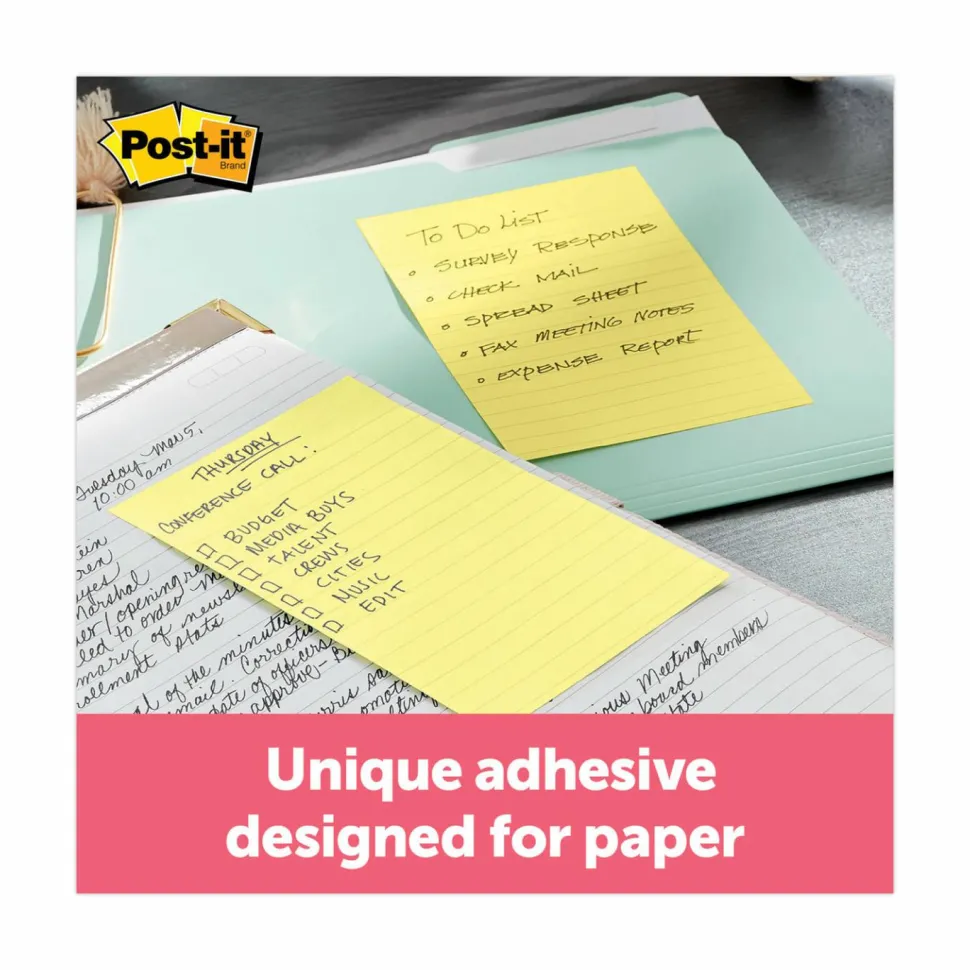Post-it Notes, 4 x 6 in, 12 Lined Sticky Note Pads, 100 Sheets/Pad, School Supplies and Office Products, The Iconic Canary Yellow Note