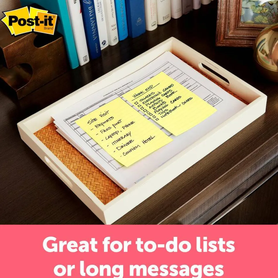 Post-it Notes, 4 x 6 in, 12 Lined Sticky Note Pads, 100 Sheets/Pad, School Supplies and Office Products, The Iconic Canary Yellow Note