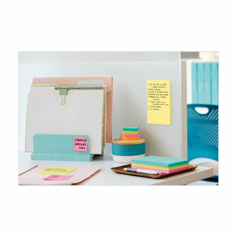 Post-it Notes, 4 x 6 in, 12 Lined Sticky Note Pads, 100 Sheets/Pad, School Supplies and Office Products, The Iconic Canary Yellow Note
