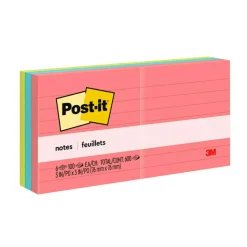 Post-it Notes, 3 x 3 in, 6 Lined Sticky Note Pads, 100 Sheets/Pad, Office Products, Notes for Vertical Surfaces and Monitors, Poptimistic