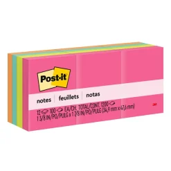 Post-it Notes, 1.38 x 1.88 in, 12 Mini Sticky Note Pads, 100 Sheets/Pad, School Supplies and Office Products, Poptimistic