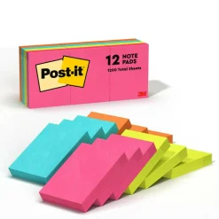 Post-it Notes, 1.38 x 1.88 in, 12 Mini Sticky Note Pads, 100 Sheets/Pad, School Supplies and Office Products, Poptimistic