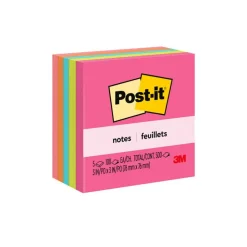 Post-it Notes, 3 x 3 in, 5 Sticky Note Pads, 100 Sheets/Pad, School Supplies and Office Products, Poptimistic