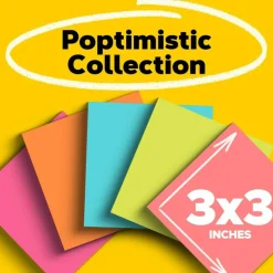 Post-it Notes, 3 x 3 in, 18 Sticky Note Pads, 100 Sheets/Pad, School Supplies and Office Products, Poptimistic