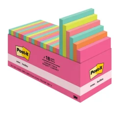 Post-it Notes, 3 x 3 in, 18 Sticky Note Pads, 100 Sheets/Pad, School Supplies and Office Products, Poptimistic