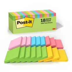 Post-it Notes, 3 x 3 in, 18 Sticky Note Pads, 100 Sheets/Pad, School Supplies and Office Products, Floral Fantasy