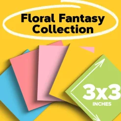Post-it Notes, 3 x 3 in, 18 Sticky Note Pads, 100 Sheets/Pad, School Supplies and Office Products, Floral Fantasy