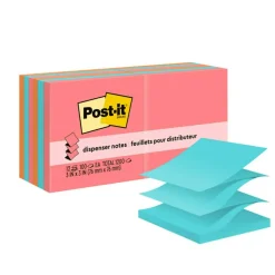 Post-it Pop Up Notes, 3 in x 3 in, 12 Pads, 100 Sheets/Pad, Clean Removal, School Supplies and Office Products, Sticky Notes for Vertical Surfaces