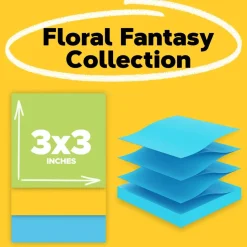 Post-it Pop Up Notes, 3 in x 3 in, 18 Pads, 100 Sheets/Pad, Clean Removal, School Supplies and Office Products, Floral Fantasy Collection