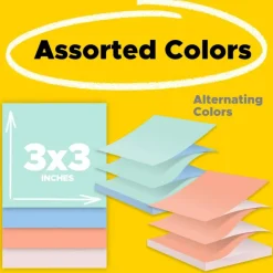 Post-it Pop Up Notes, 3 x 3 in, 12 Sticky Note Pads, 100 Sheets/Pad, Accordion Sticky Notes Works with Pop Up Dispenser, Beachside Café