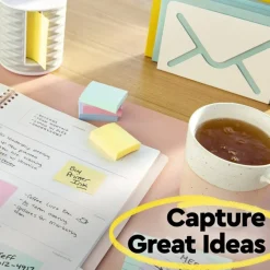 Post-it Pop Up Notes, 3 x 3 in, 12 Sticky Note Pads, 100 Sheets/Pad, Accordion Sticky Notes Works with Pop Up Dispenser, Beachside Café