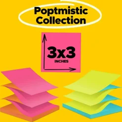 Post-it Pop Up Notes, 3 x 3 in, 12 Sticky Note Pads, 100 Sheets/Pad, School Supplies, Accordion Sticky Notes Works with Pop Up Dispenser, Poptimistic