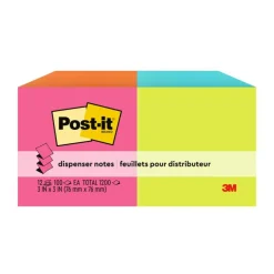 Post-it Pop Up Notes, 3 x 3 in, 12 Sticky Note Pads, 100 Sheets/Pad, School Supplies, Accordion Sticky Notes Works with Pop Up Dispenser, Poptimistic