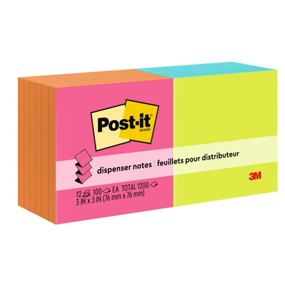Post-it Pop Up Notes, 3 x 3 in, 12 Sticky Note Pads, 100 Sheets/Pad, School Supplies, Accordion Sticky Notes Works with Pop Up Dispenser, Poptimistic