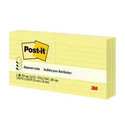 Post-it Pop Up Notes, 3 x 3 in, 6 Lined Sticky Note Pads, 100 Sheets/Pad, Accordion Sticky Notes Works with Pop Up Dispenser, Canary Yellow