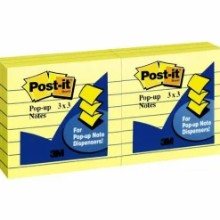 Post-it Pop Up Notes, 3 x 3 in, 6 Lined Sticky Note Pads, 100 Sheets/Pad, Accordion Sticky Notes Works with Pop Up Dispenser, Canary Yellow