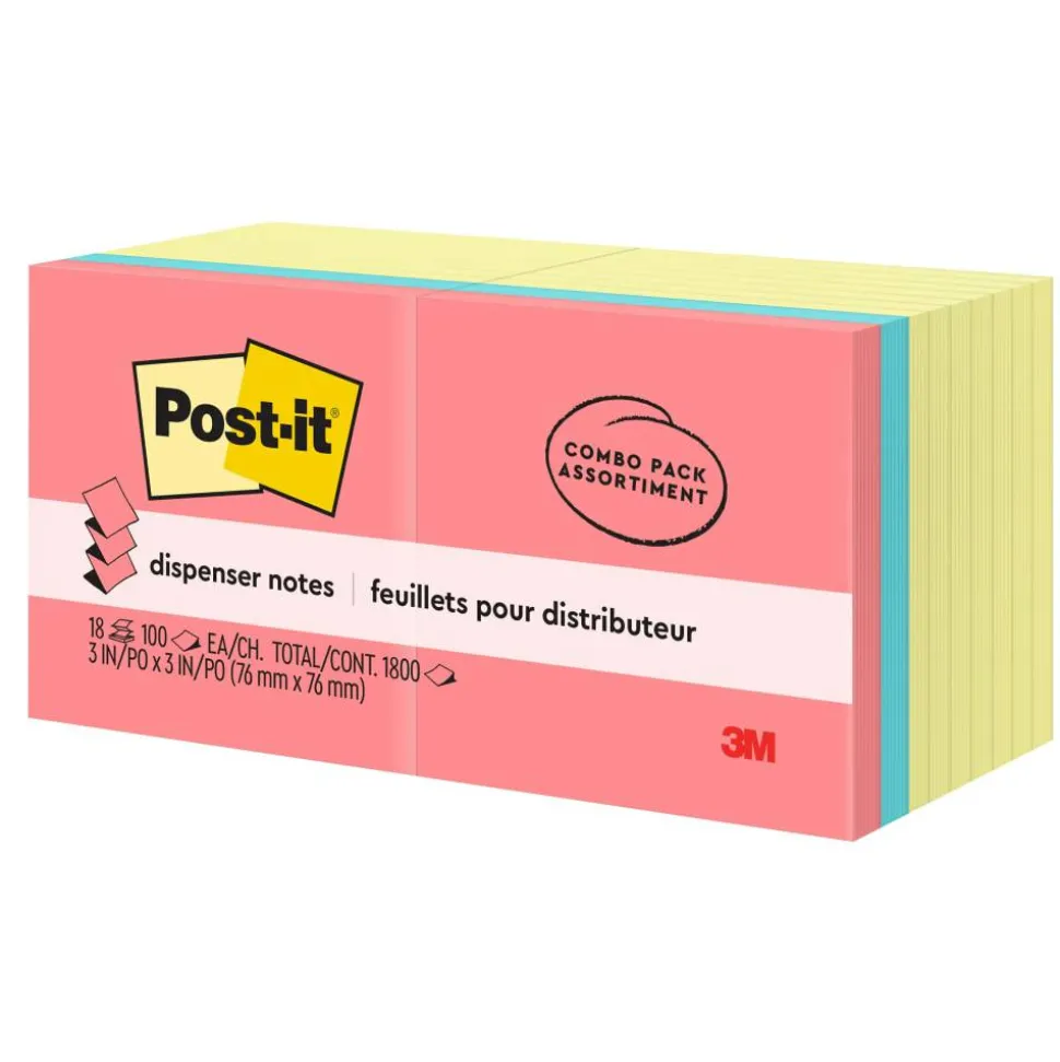 Post-it Pop Up Notes Value Pack, 18 Pads, 100 Sheets, 3 in x 3 in, Clean Removal, School Supplies & Office Products - R330144B