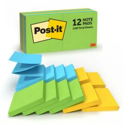 Post-it Pop-up Notes, 3 x 3 in, 12 Sticky Note Pads, 100 Sheets/Pad, School Supplies and Office Products, Accordion Sticky Notes, Floral Fantasy