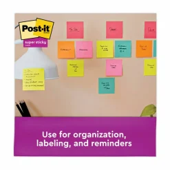 Post-it Super Sticky Notes, 3 x 3 in, 24 Bulk Sticky Note Pads, 70 Sheets/Pad, 2X the Sticking Power, School Supplies, Supernova Neons