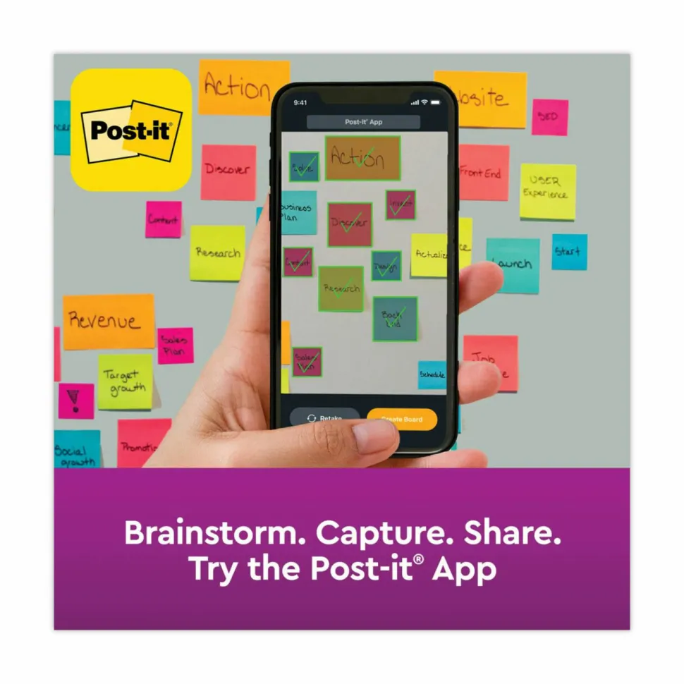 Post-it Super Sticky Notes, 3 x 3 in, 24 Bulk Sticky Note Pads, 70 Sheets/Pad, 2X the Sticking Power, School Supplies, Supernova Neons