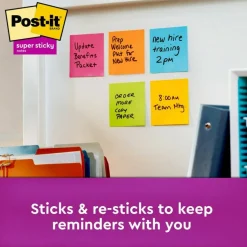 Post-it Super Sticky Notes, 3 x 3 in, 12 Sticky Note Pads, 90 Sheets/Pad, 2X the Sticking Power, School Supplies and Office Products, Neon Fizz
