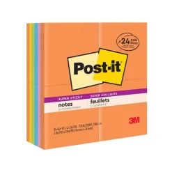 Post-it Super Sticky Notes, 3 x 3 in, 24 Bulk Sticky Note Pads, 90 Sheets/Pad, 2X the Sticky Power, School Supplies and Office Products, Energy Boost