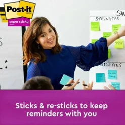 Post-it Super Sticky Notes, 3 x 3 in, 12 Sticky Note Pads, 2X the Sticking Power, School Supplies and Office Products, Supernova Neons