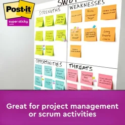 Post-it Super Sticky Notes, 3 x 3 in, 12 Sticky Note Pads, 2X the Sticking Power, School Supplies and Office Products, Supernova Neons