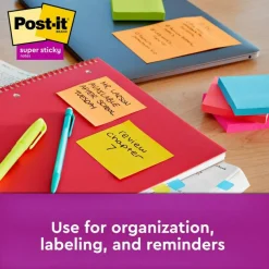 Post-it Super Sticky Notes, 3 x 3 in, 5 Sticky Note Pads, 90 Sheets/Pad, 2X the Sticking Power, School Supplies and Office Products, Energy Boost
