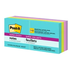 Post-it Super Sticky Notes, 1.88 x 1.88 in, 8 Mini Sticky Note Pads, 90 Sheets/Pad, 2X the Sticking Power, School Supplies, Supernova Neons