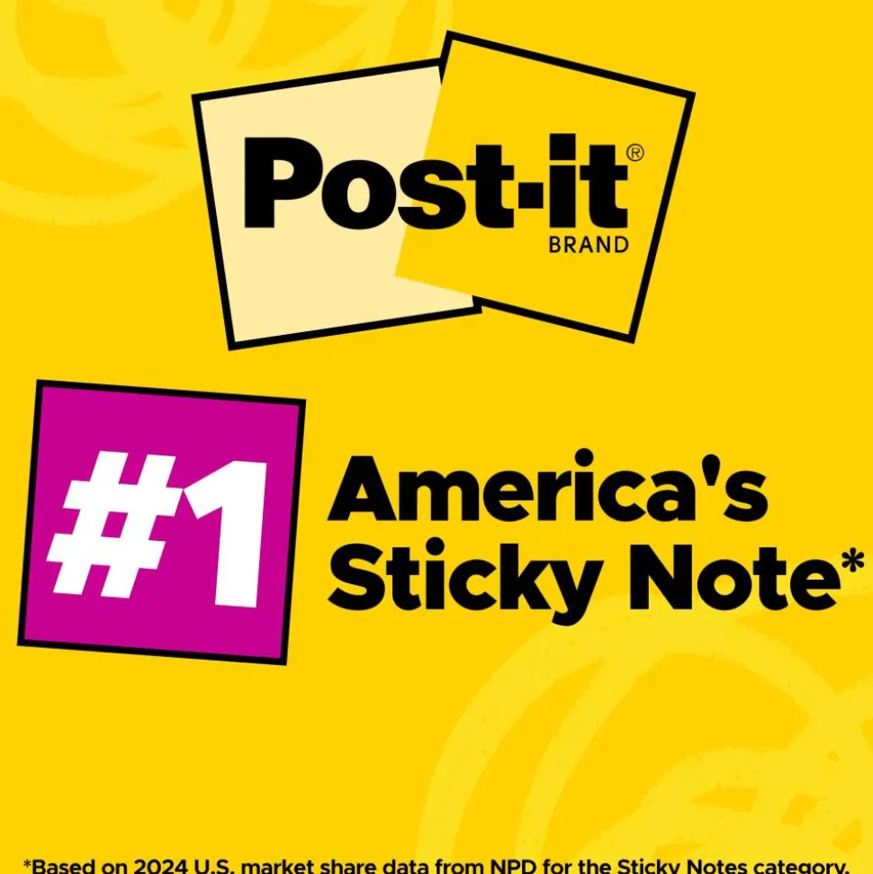 Post-it Super Sticky Notes, 4 x 6 in, 5 Lined Sticky Note Pads, 90 Sheets/Pad, 2X the Sticking Power, School and Office Supplies, Canary Yellow