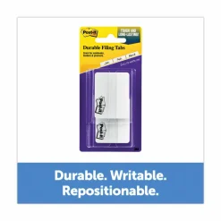Post-it Durable Tabs, 2 in. x 1.5 in., Pack of 50 Tabs White