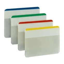 Post-it Durable Tabs, 2 in. x 1.5 in. Pack of 24 Tabs, Beige, Green, Red, Canary Yellow