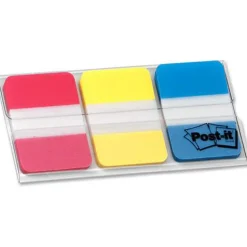 Post-it Durable Tabs - 36 Write-on Tab(s) - 1.50" Tab x 1" Tab- Red, Yellow, Blue Tab(s) - Wear Resistant, Tear Resistant, Repositionable - 36 / Pack