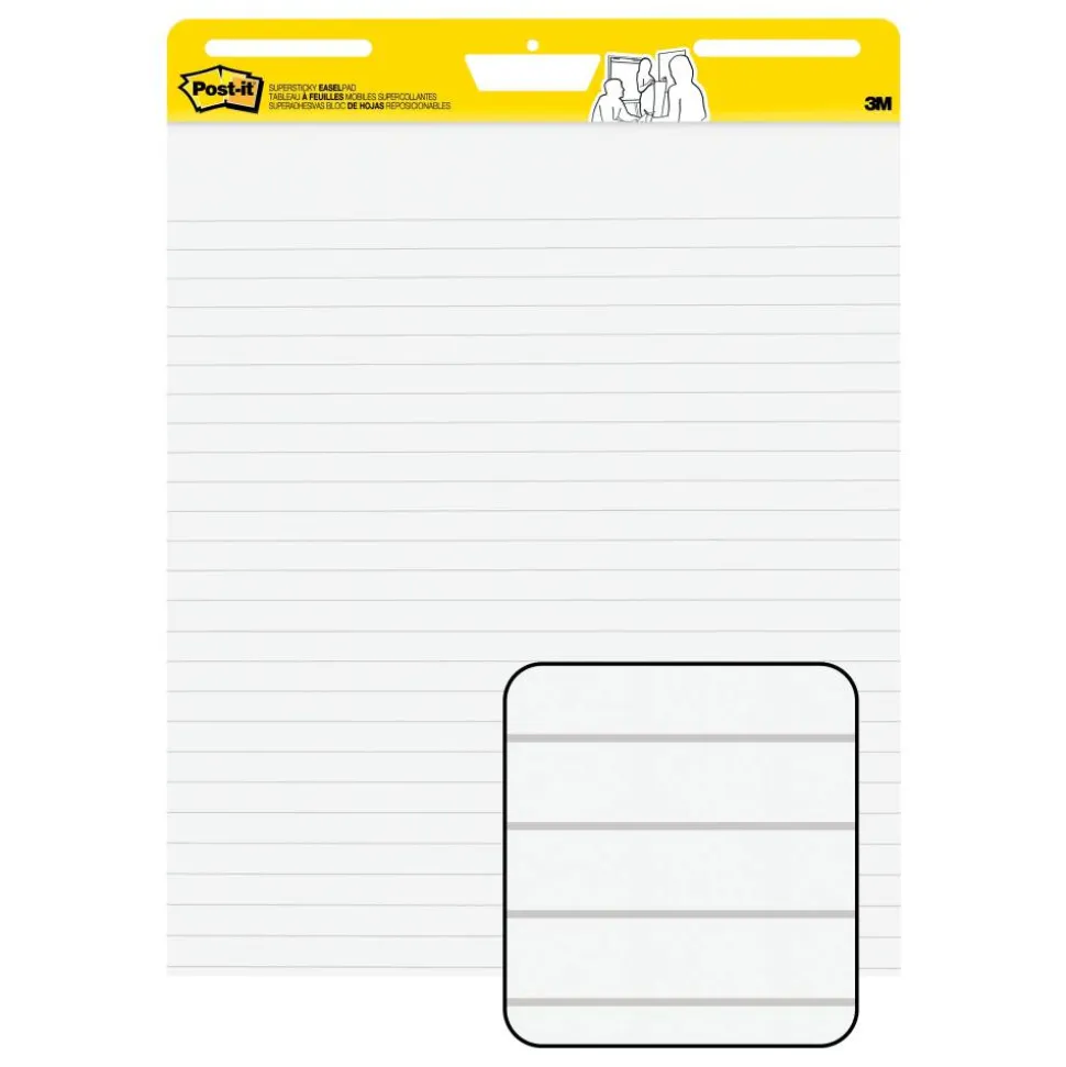 Post-it Easel Pads, 25 in x 30 in, 6 Pads, 30 Sheets/Pad, 30 Sheets/Pad, Lined, Great for Virtual Teachers and Students, White