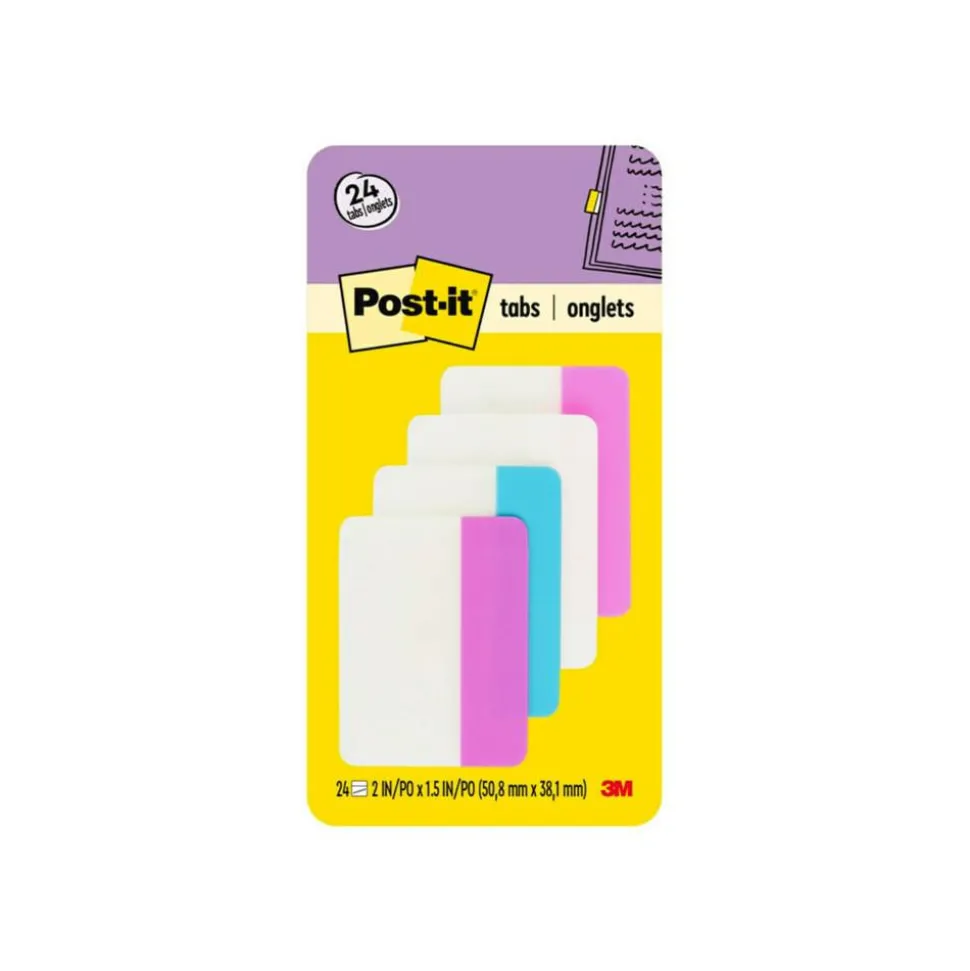 Post-it Filing Tabs, 2 in. x 1.5 in., Pack of 24 Tabs