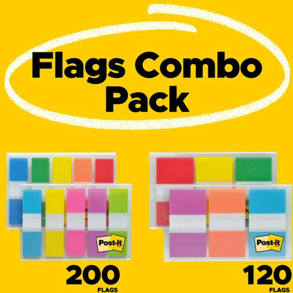 Post-it Flag Multipack, 1/2" And 1", Assorted Colors, Pack Of 320