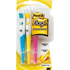 Post-it Flag Plus Highlighters, Assorted Colors, Pack Of 3