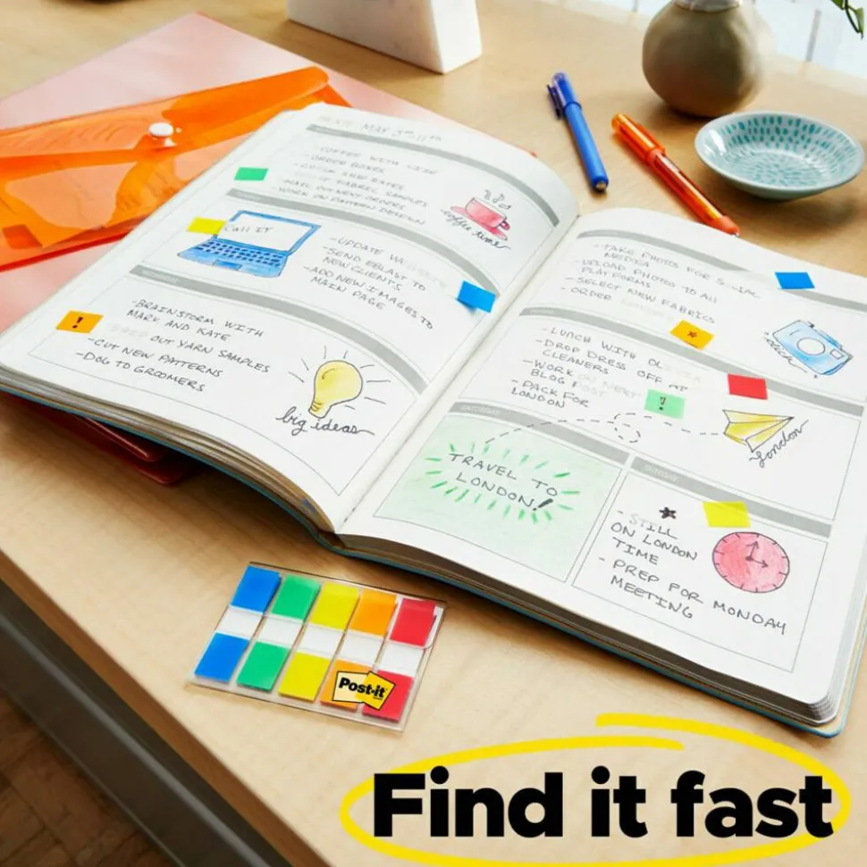 Post-it Flags, 4 Dispensers, 50 Flags/Dispenser, Assorted Bright Colors, School Supplies for Students, Flags for Textbooks and Notebooks