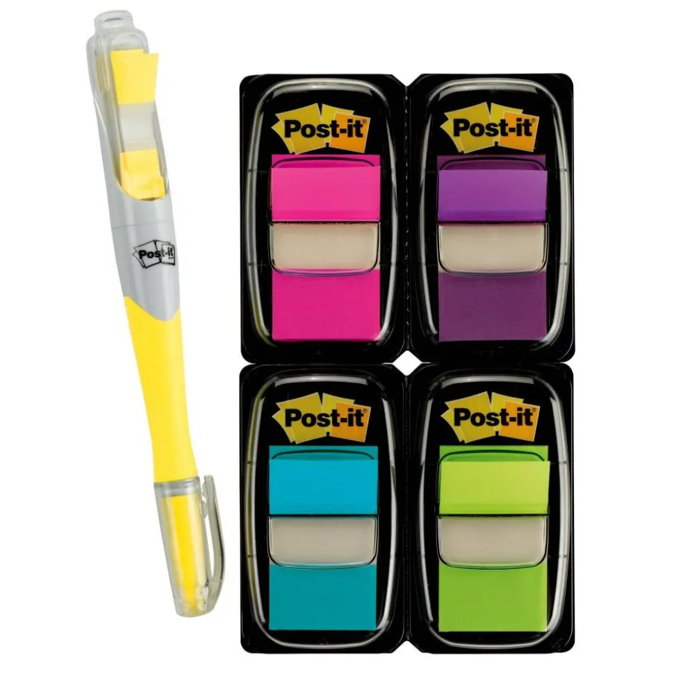 Post-it Flags, 4 Dispensers, 50 Flags/Dispenser, Assorted Bright Colors, School Supplies for Students, Flags for Textbooks and Notebooks