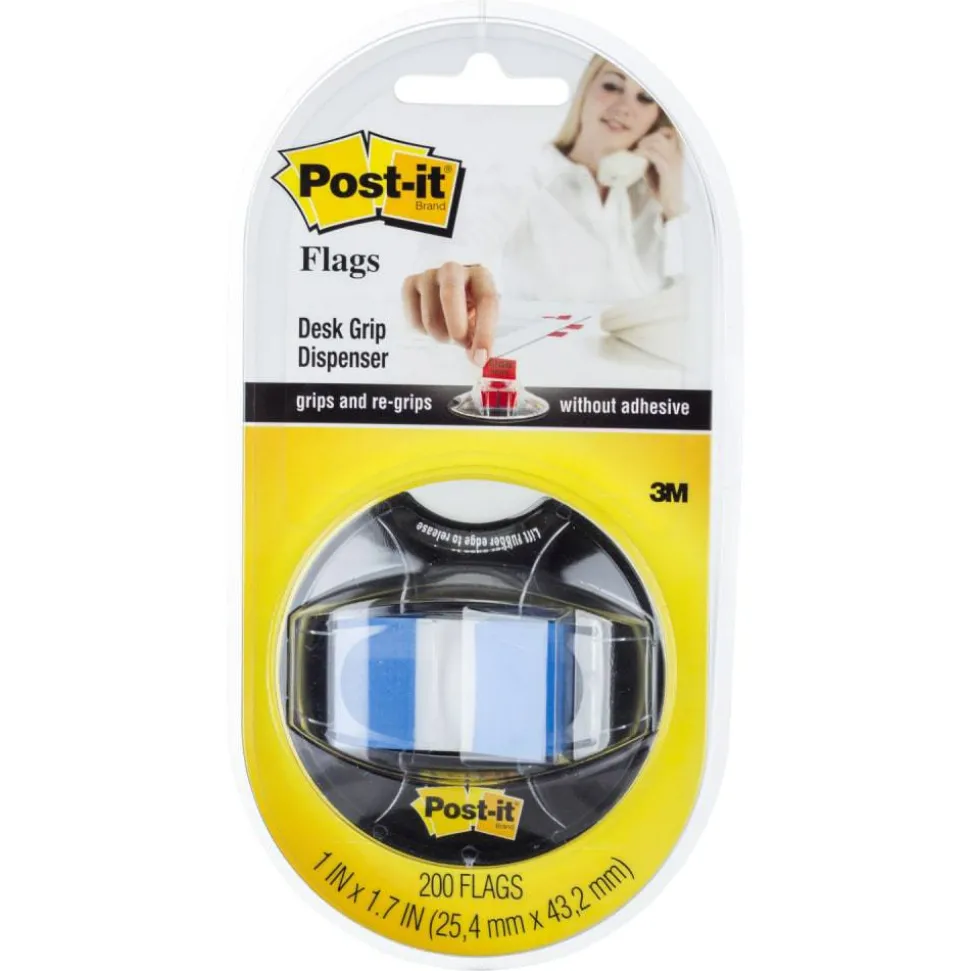 Post it Flags in Desk Grip Dispenser, 1" x 1 7/10", Blue, 200 Flags