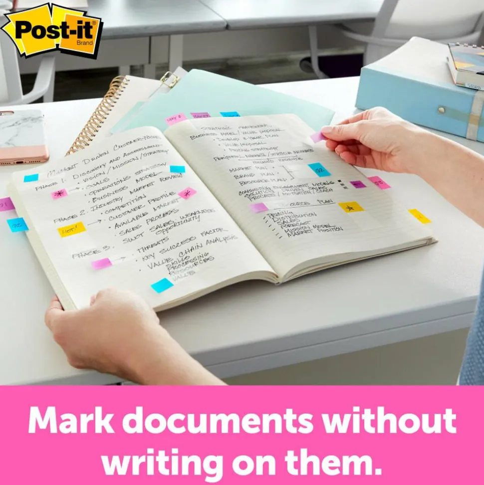 Post-it Flags in Desk Grip Dispenser, 1" x 1 -11/16", Yellow, 200 Flags