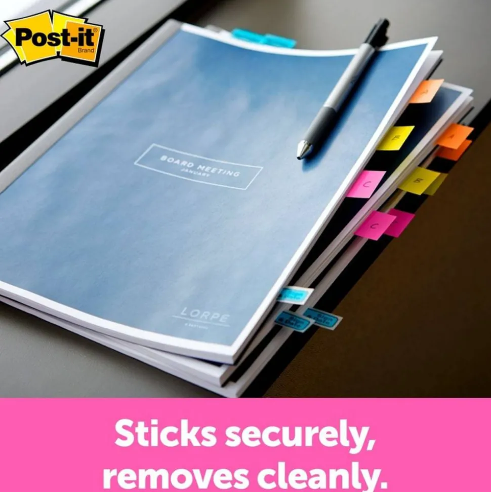 Post-it Flags in Desk Grip Dispenser, 1" x 1 -11/16", Yellow, 200 Flags