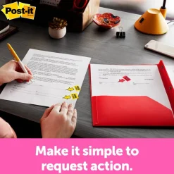 Post-it Flags, 1 in. x 1.7 in., 1 Dispenser, 200 Flags/Dispenser, Yellow, Printed "Sign Here", Desk Grip Dispenser, School Supplies for Students