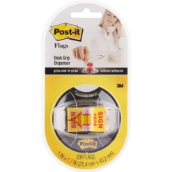 Post-it Flags, 1 in. x 1.7 in., 1 Dispenser, 200 Flags/Dispenser, Yellow, Printed 