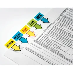 Post-it Flags, 1 in. x 1.7 in., 12 Dispensers, 50 Flags/Dispenser, Yellow, Printed "Sign Here", School Supplies for Students, Flags for Textbooks