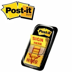 Post-it Flags, 1 in. x 1.7 in., 12 Dispensers, 50 Flags/Dispenser, Yellow, Printed 